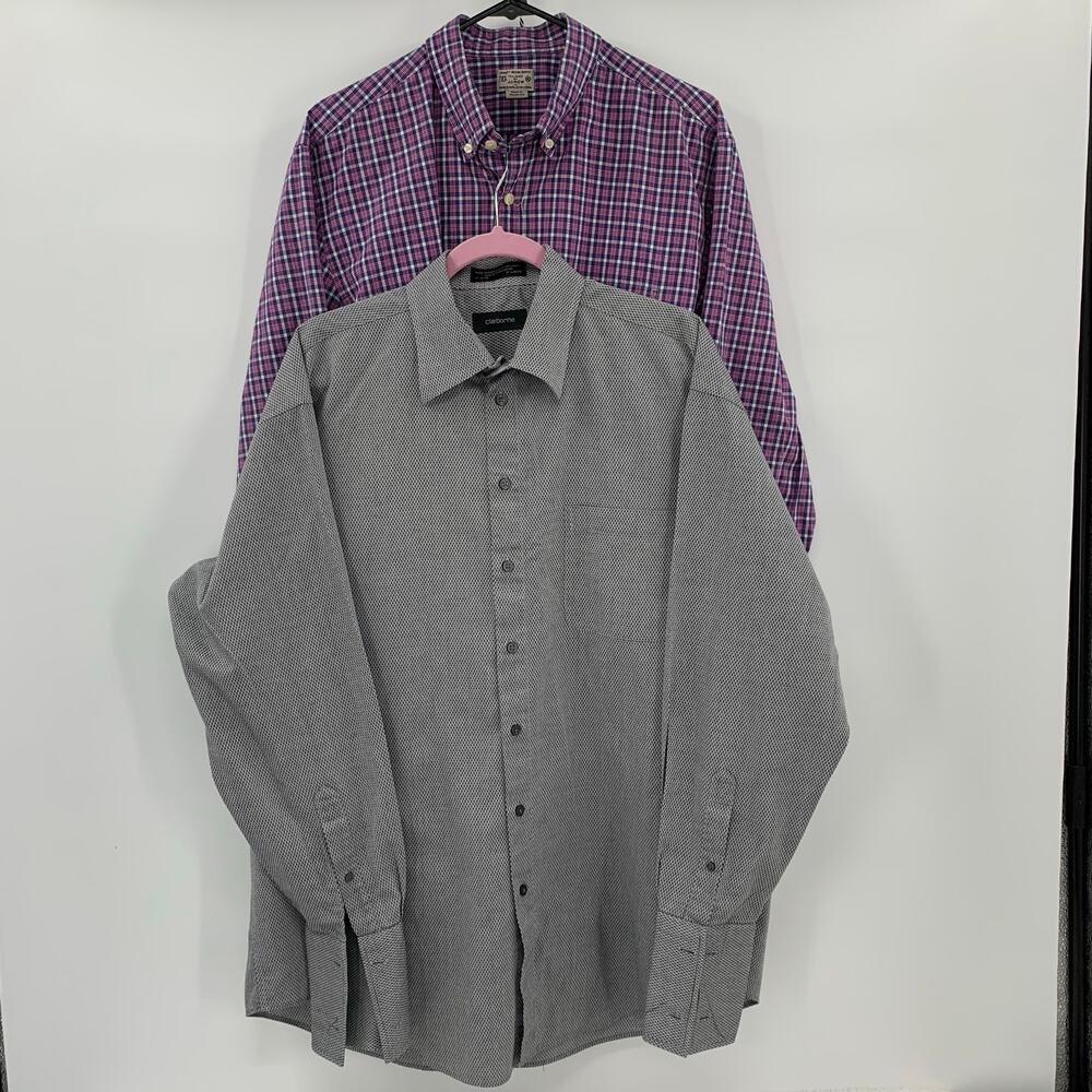 Mens XL Button Up Dress Shirt Bundle 17(34/35) Long Sleeve Multicolor Cotton